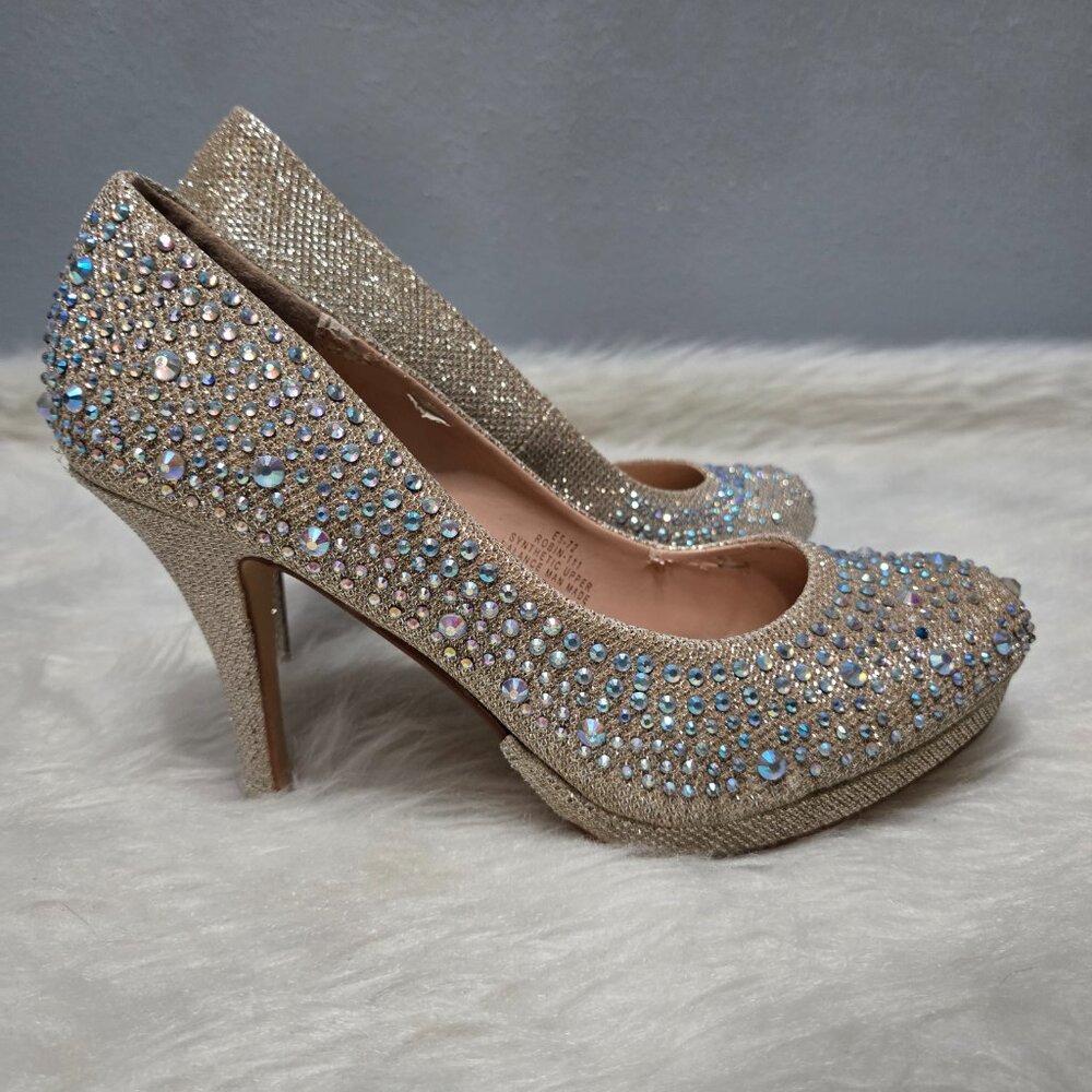 De Blossom Collection Robin-111 Classic Rhinestone Sparkle Pumps Shoes, 8.5